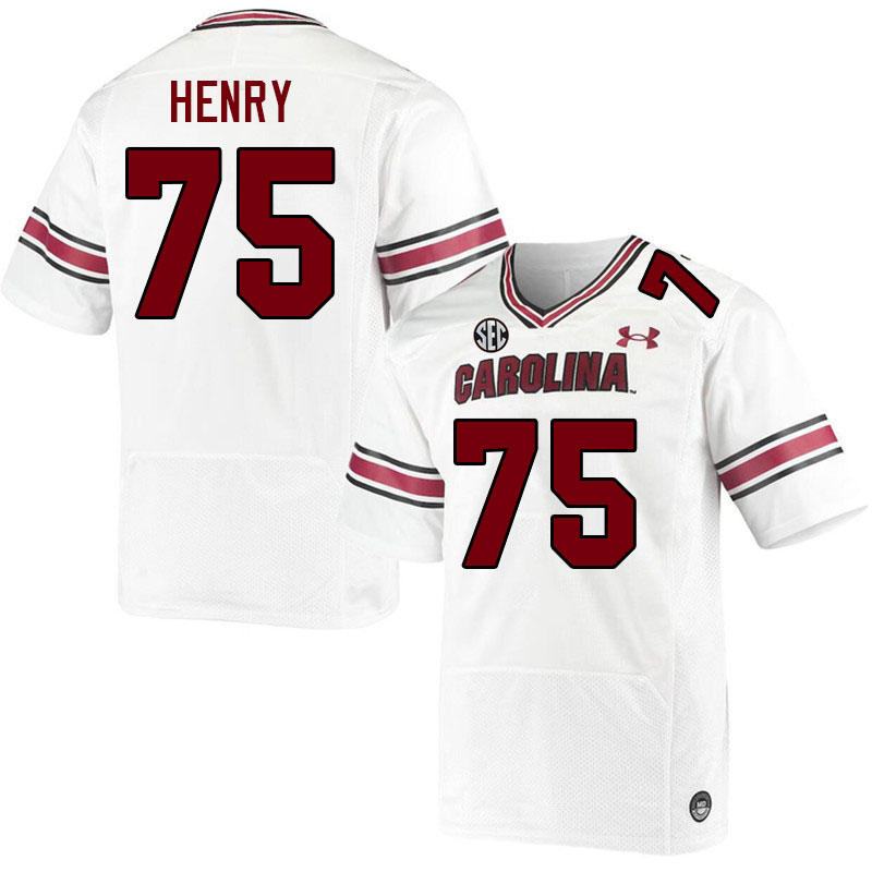 Men #75 Cason Henry South Carolina Gamecocks 2023 College Football Jerseys Stitched-White